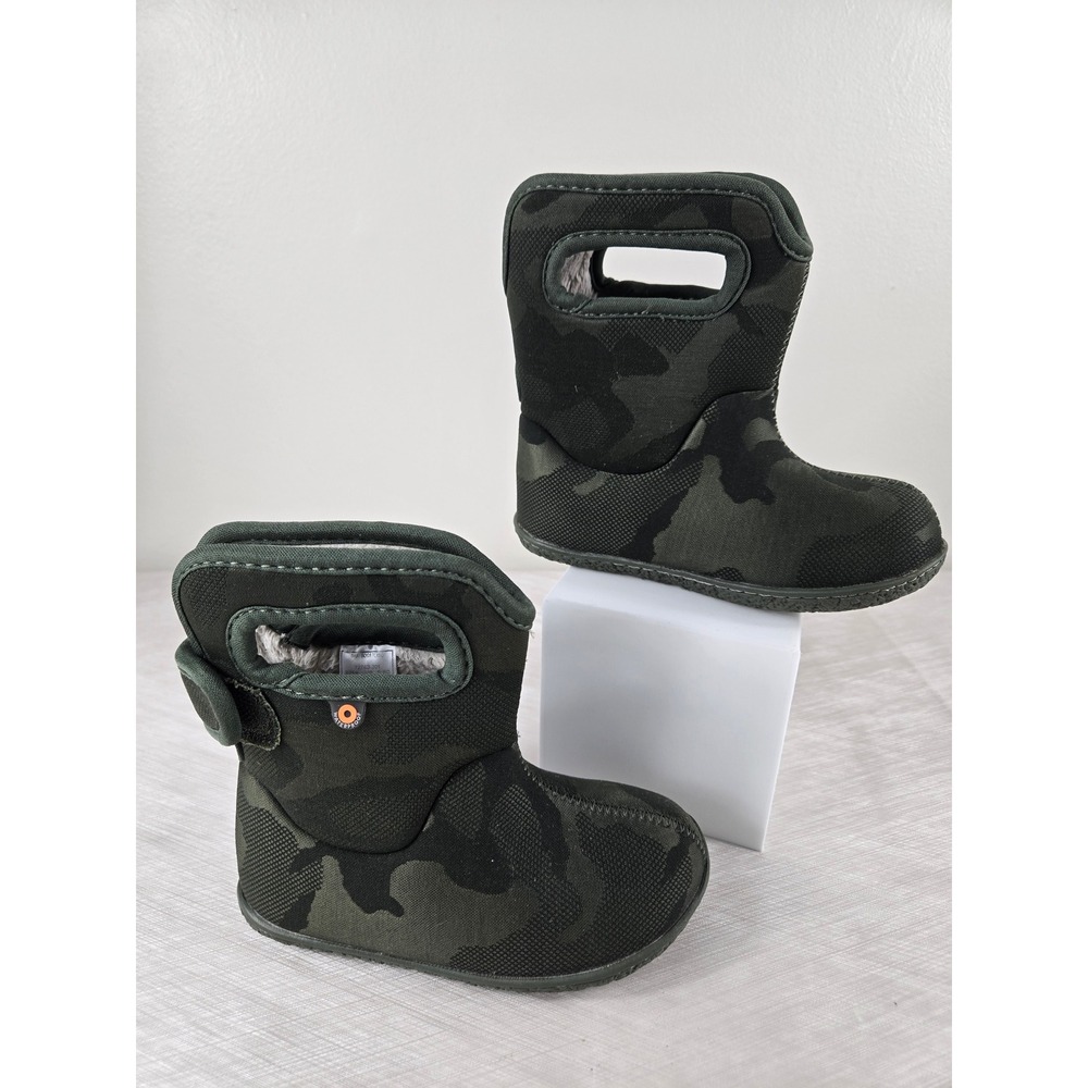 Bogs Baby Bogs Camo Waterproof Insulated Winter Boots Green Kids Size 8